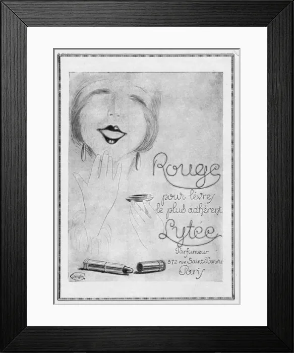 Framed Print : Advert for Rouge lipstick by Lytee, 1925, Paris Framed Print : Advert for Rouge lipstick by Lytee, 1925, Paris