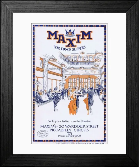Framed Print : Advert for Maxims dance and Supper Club, London Framed Print : Advert for Maxims dance and Supper Club, London