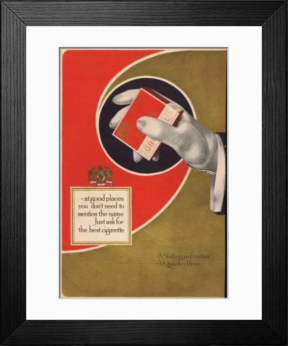 Framed Print : Art advert for Pall Mall Cigarettes, 1916 Framed Print : Art advert for Pall Mall Cigarettes, 1916