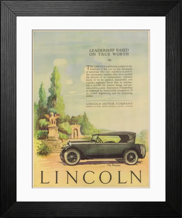 Framed Print : Advert for Lincoln Motor Company, 1924 Framed Print : Advert for Lincoln Motor Company, 1924