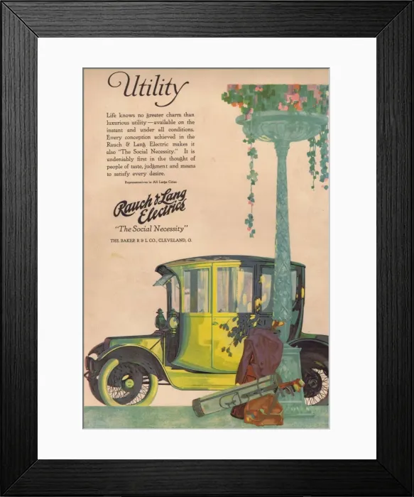 Framed Print : Advert for Rauch & Lanf Electric Motor Car, 1916 Framed Print : Advert for Rauch & Lanf Electric Motor Car, 1916