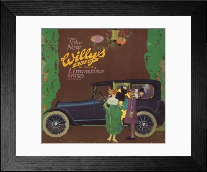 Framed Print : Advert for the new Willys-Knight limousine, 1916 Framed Print : Advert for the new Willys-Knight limousine, 1916