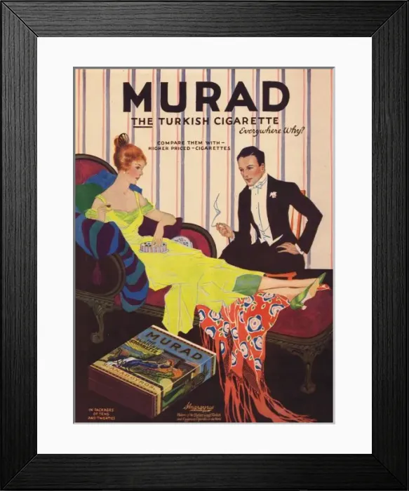 Framed Print : Advert for Murad Turkish cigarettes, 1916 Framed Print : Advert for Murad Turkish cigarettes, 1916