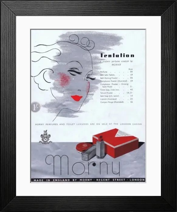 Framed Print : Advert for Morny fragrances and tioleteries, 1937 Framed Print : Advert for Morny fragrances and tioleteries, 1937
