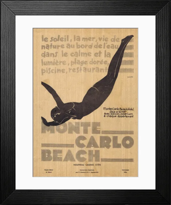 Framed Print : Advert for Monte Carlo Beach Hotel, 1931 Framed Print : Advert for Monte Carlo Beach Hotel, 1931