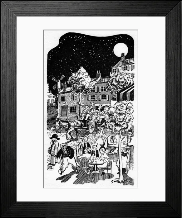 Framed Print : Sketch of midnight in Montmartre, Paris, 1914 Framed Print : Sketch of midnight in Montmartre, Paris, 1914