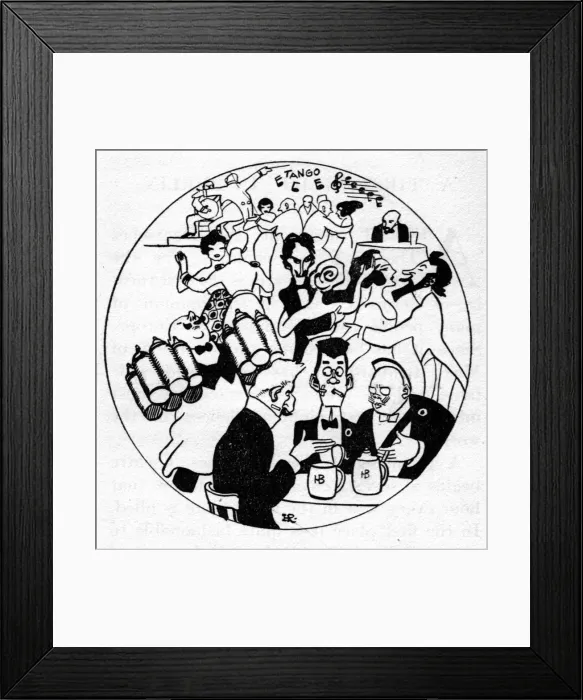 Framed Print : Sketch of nightlife in Berlin, 1914 Framed Print : Sketch of nightlife in Berlin, 1914