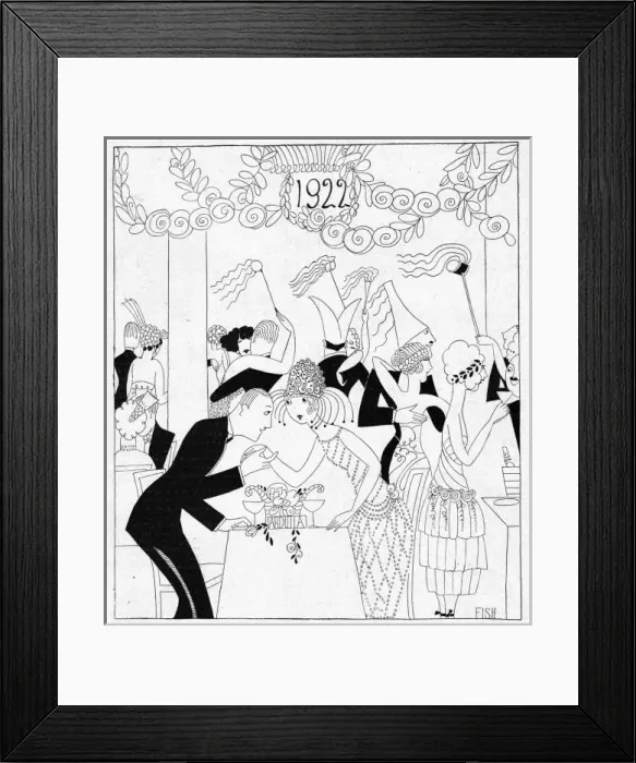 Framed Print : Art deco sketch by Fish entitled La Nouvel An, 1921 Framed Print : Art deco sketch by Fish entitled La Nouvel An, 1921