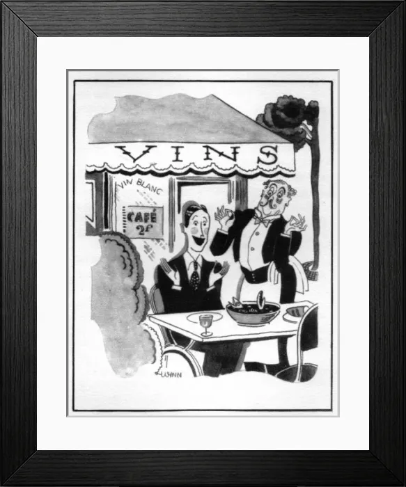 Framed Print : Sketch of diner in French caf, 1920s Framed Print : Sketch of diner in French caf, 1920s