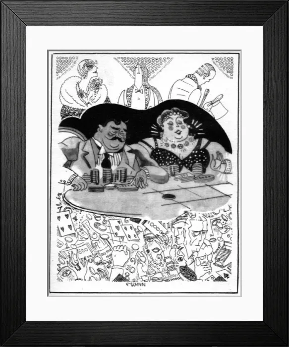 Framed Print : Sketch of gambling at Deauville, 1920s Framed Print : Sketch of gambling at Deauville, 1920s