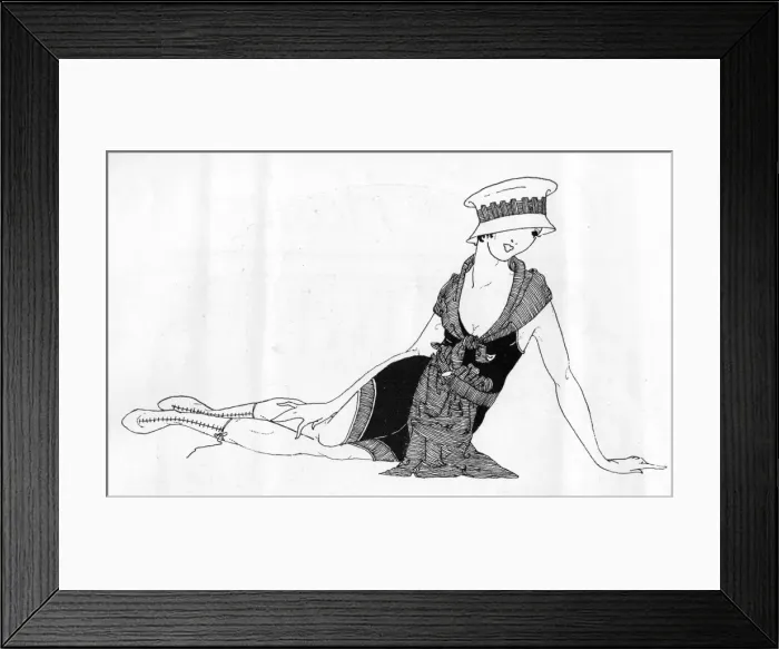 Framed Print : Sketch of girl on a beach, 1918 Framed Print : Sketch of girl on a beach, 1918