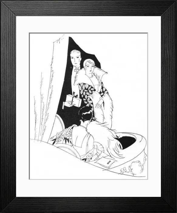 Framed Print : Art deco illustration of guests in a theatre box, 1920s Framed Print : Art deco illustration of guests in a theatre box, 1920s