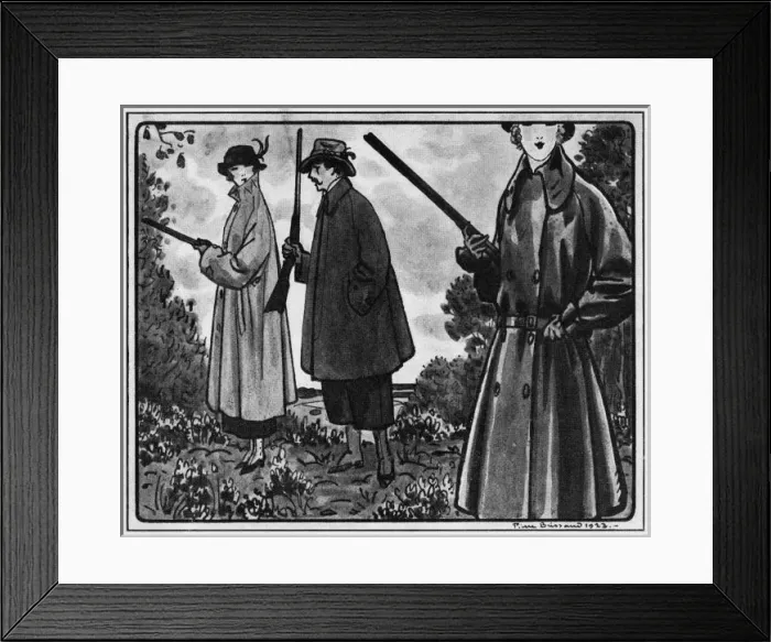 Framed Print : Sketch of hunting and shooting outfits, 1923 Framed Print : Sketch of hunting and shooting outfits, 1923