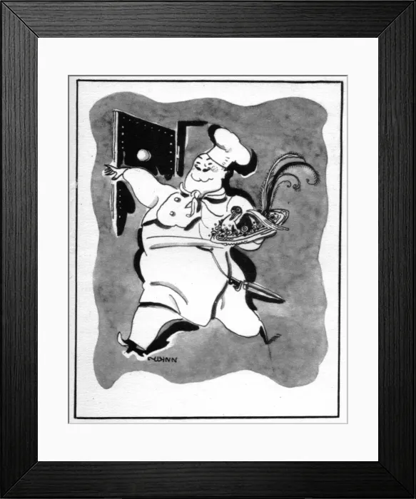 Framed Print : Sketch of the Chef at Guillaume-le-Conquerant restaurant, ne Framed Print : Sketch of the Chef at Guillaume-le-Conquerant restaurant, ne