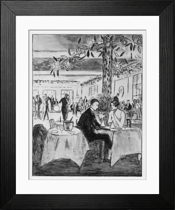 Framed Print : Sketch of the interior of Uncles Club, 1926 Framed Print : Sketch of the interior of Uncles Club, 1926
