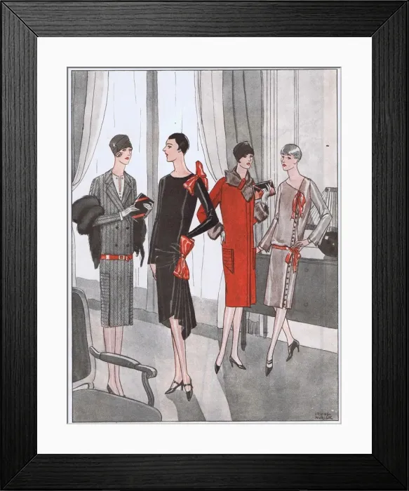 Framed Print : Four fashionable outfits for Spring 1928 Framed Print : Four fashionable outfits for Spring 1928