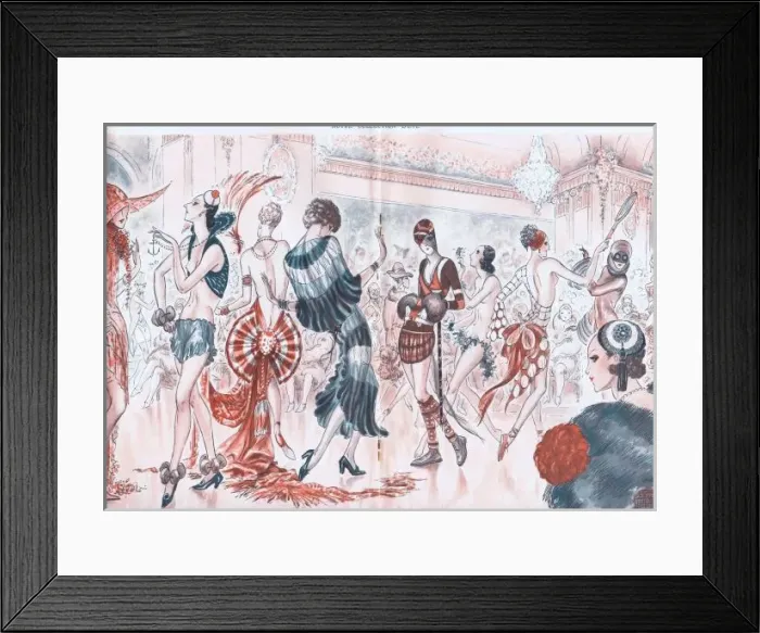 Framed Print : Art deco illustration of summer Parisian fashions, 1929 Framed Print : Art deco illustration of summer Parisian fashions, 1929