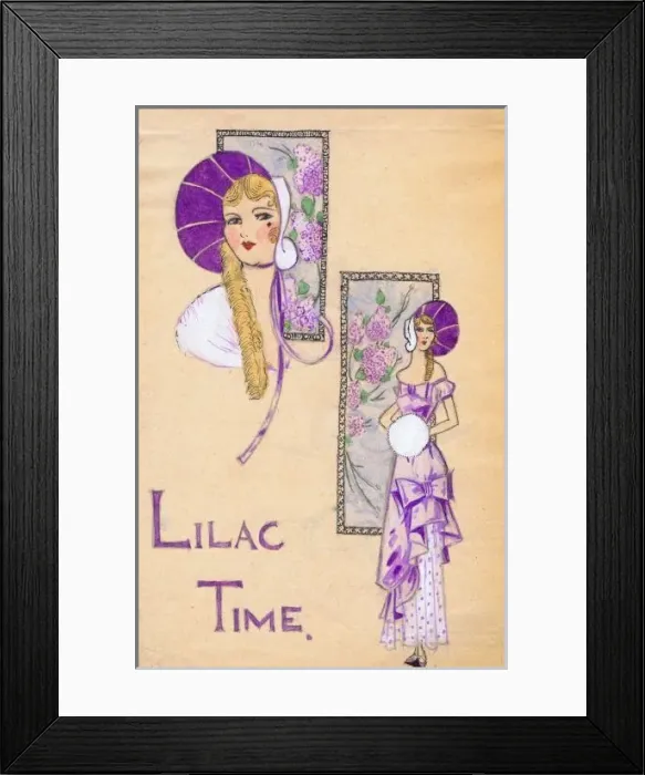 Framed Print : Art deco illustration for Lilac Time, 1920s Framed Print : Art deco illustration for Lilac Time, 1920s