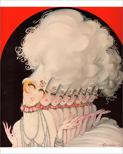 Art deco illustration of chorus line by Charles Gesmar, 1924