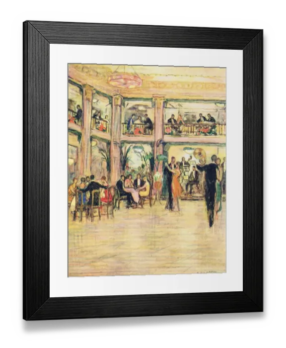 Framed Print : Interior sketch of Kit-Cat Club, London, 1926 Framed Print : Interior sketch of Kit-Cat Club, London, 1926