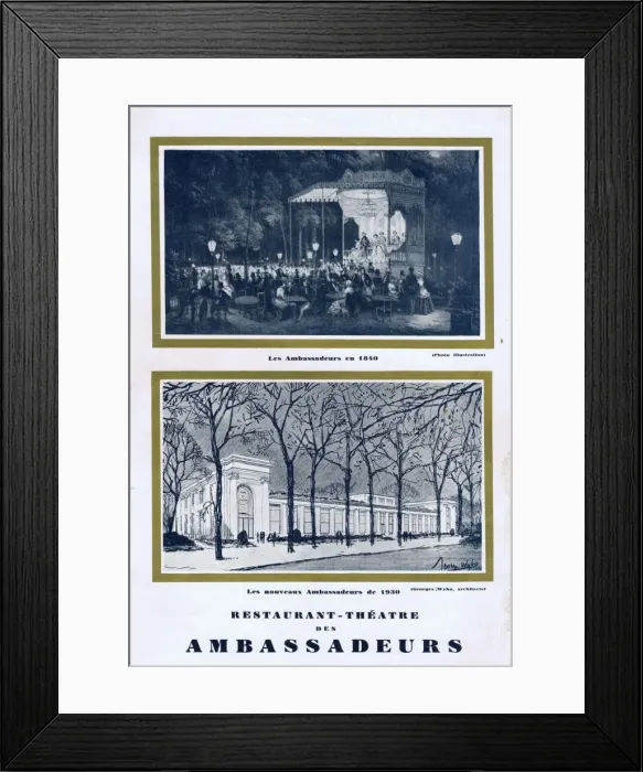 Framed Print : Programme cover for the Ambassadeurs restaurant, Paris, 1930