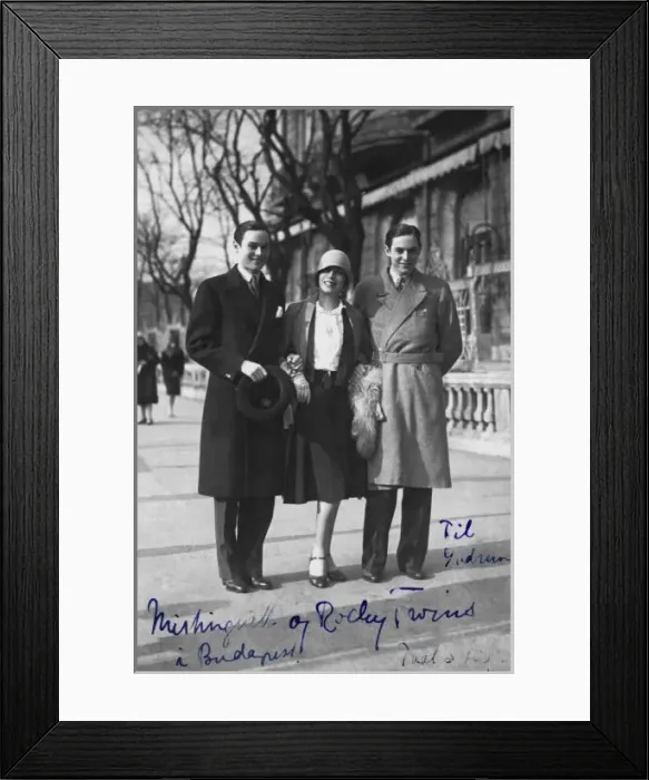 Framed Print : The Rocky Twins with Mistinguett in Budapest, ealry 1930s Framed Print : The Rocky Twins with Mistinguett in Budapest, ealry 1930s
