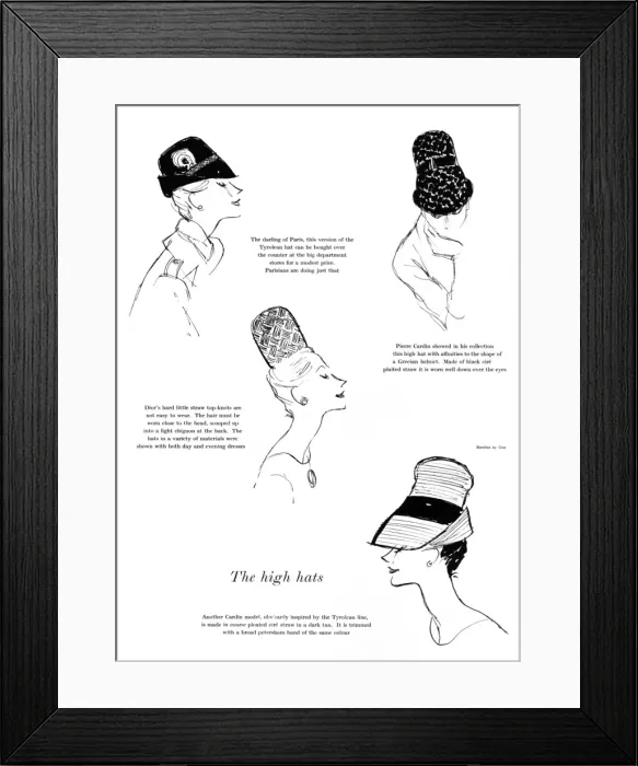 Framed Print : The high hat trend, 1960 Framed Print : The high hat trend, 1960