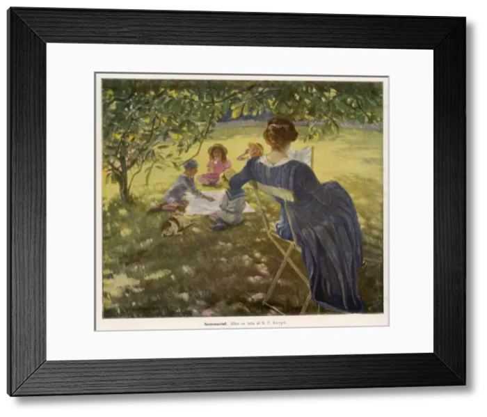 Framed Print : Kids Play Mum Reads Framed Print : Kids Play Mum Reads