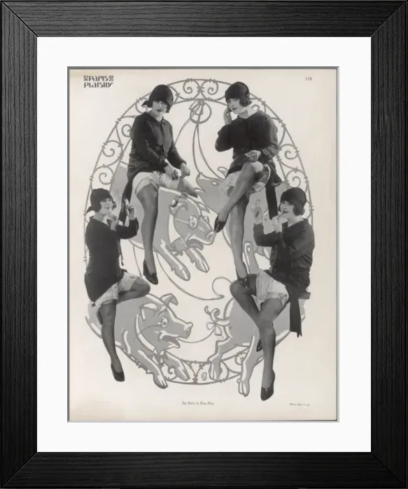 Framed Print : Showgirl on Pig 1926 Framed Print : Showgirl on Pig 1926