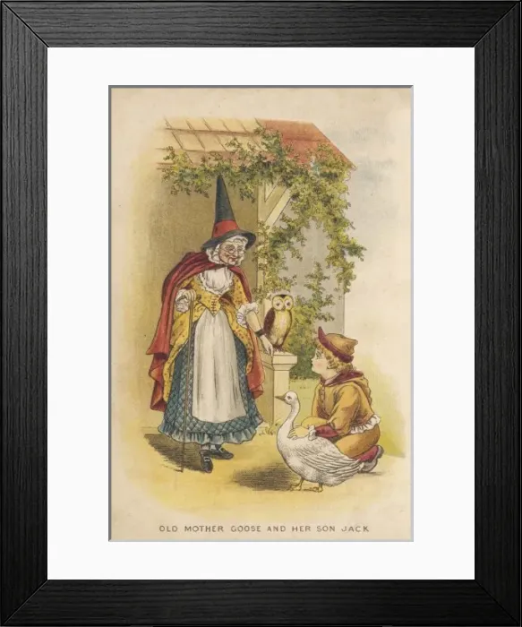 Framed Print : Old Mother Goose & Boy Framed Print : Old Mother Goose & Boy