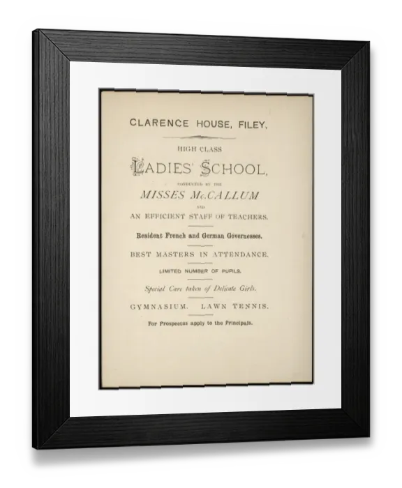 Framed Print : Flyer for Ladies School Framed Print : Flyer for Ladies School