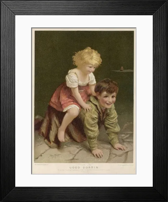 Framed Print : Boy Gives Ride to Sister Framed Print : Boy Gives Ride to Sister