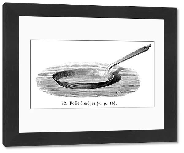 CREPE PAN. A flat-bottomed, shallow frying pan made for cooking crepes
