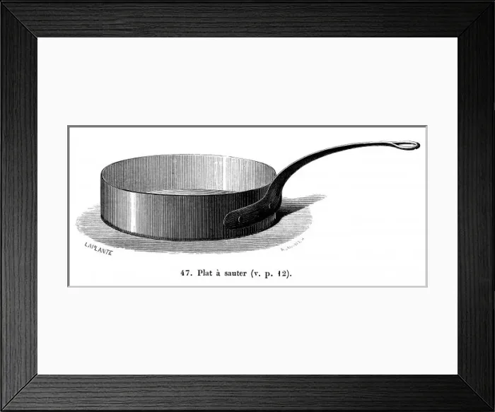 Framed Print : SAUTE PAN. A high-sided frying pan made for sauteing potatoes or anything