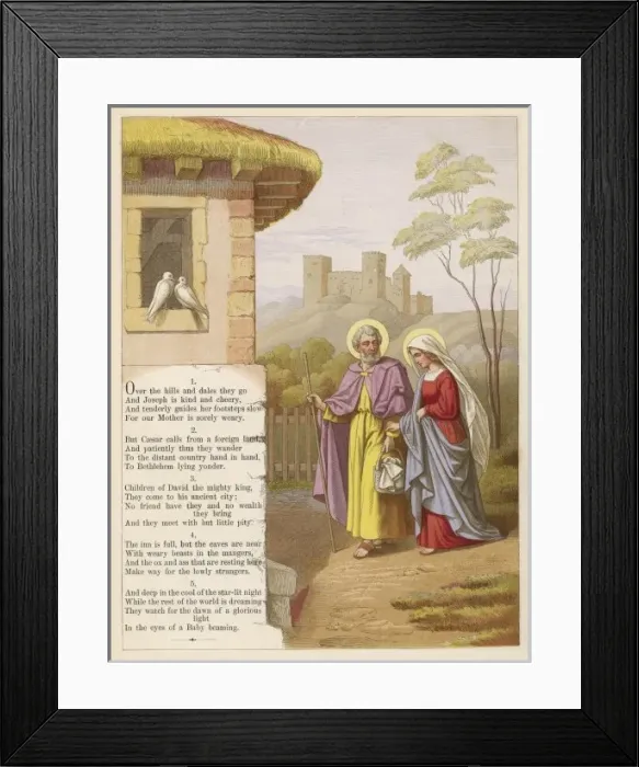 Framed Print : Joseph & Mary at Stable Framed Print : Joseph & Mary at Stable
