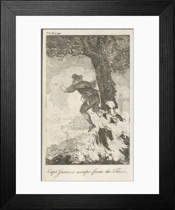 Framed Print : Man Escapes Fire C17Th Framed Print : Man Escapes Fire C17Th