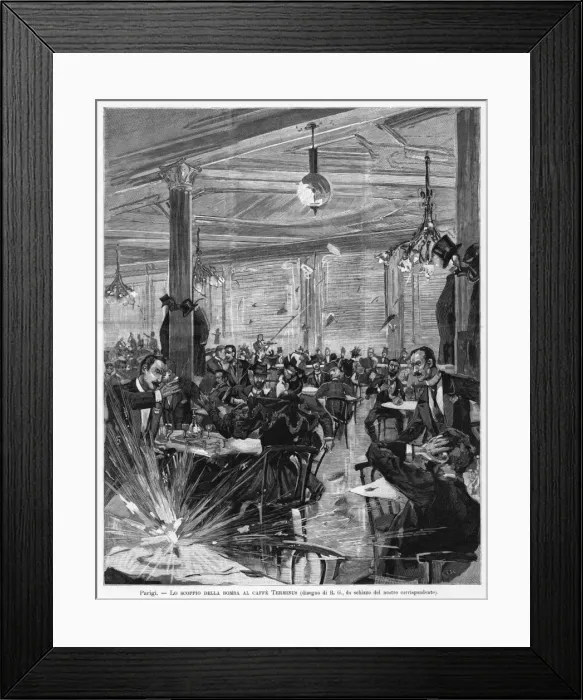 Framed Print : Cafe Bombed, Italy 1894 Framed Print : Cafe Bombed, Italy 1894
