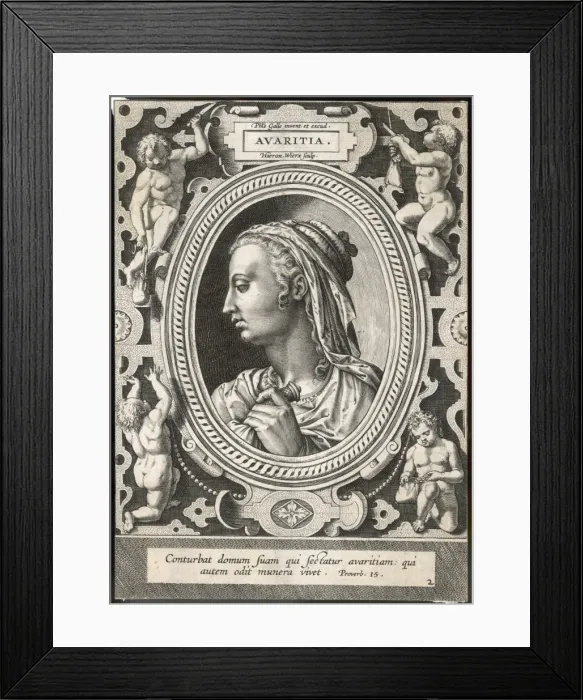 Framed Print : Avarice / Greed by Galle Framed Print : Avarice / Greed by Galle