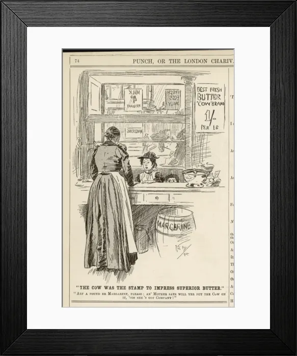 Framed Print : Margarine Cartoon / 1894 Framed Print : Margarine Cartoon / 1894