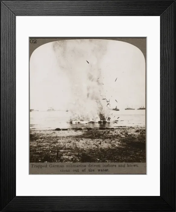Framed Print : German Sub Exploded Framed Print : German Sub Exploded