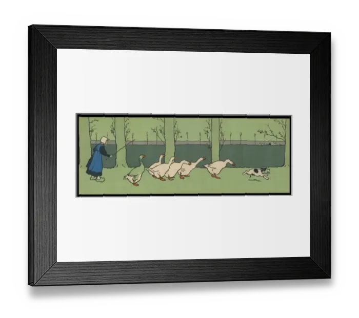 Framed Print : Goosegirl, Geese, Dog Framed Print : Goosegirl, Geese, Dog