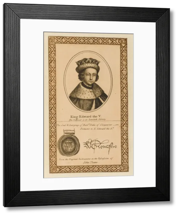 Framed Print : EDWARD V with his autograph Framed Print : EDWARD V with his autograph