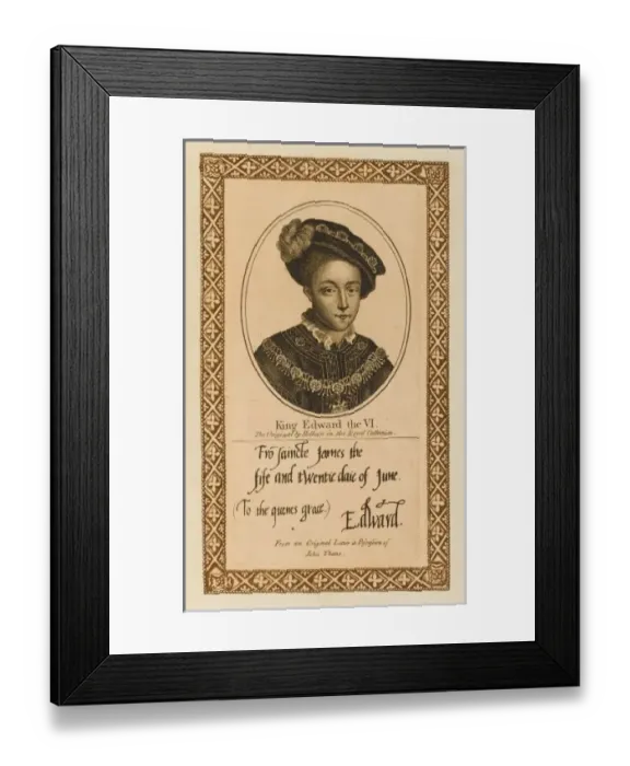 Framed Print : EDWARD VI with his autograph Framed Print : EDWARD VI with his autograph