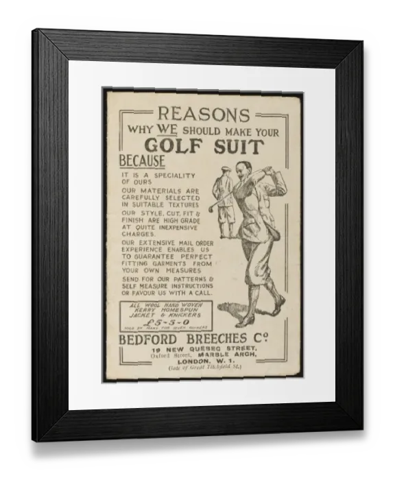 Framed Print : GOLF SUIT. The GOLF SUIT is indispensable wear for the keen player - this Framed Print : GOLF SUIT. The GOLF SUIT is indispensable wear for the keen player - this
