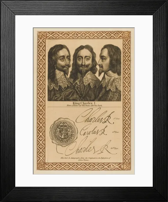 Framed Print : CHARLES I of England with his autograph Framed Print : CHARLES I of England with his autograph