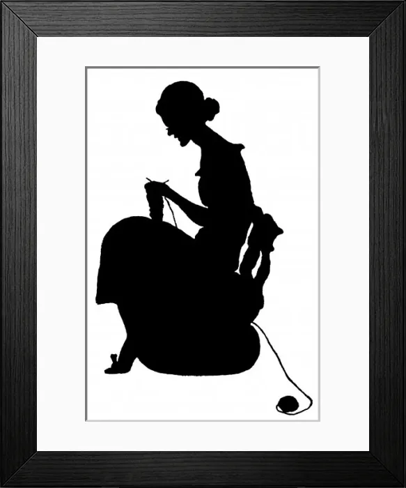 Framed Print : Girl Knits Silhouette Framed Print : Girl Knits Silhouette