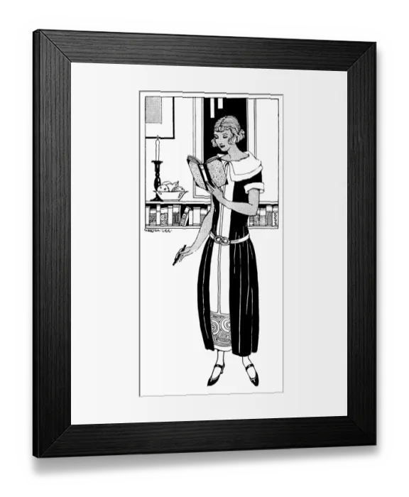 Framed Print : She Reads as she Walks Framed Print : She Reads as she Walks