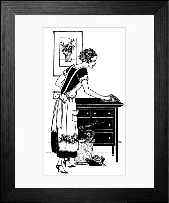 Framed Print : Polishing Furniture