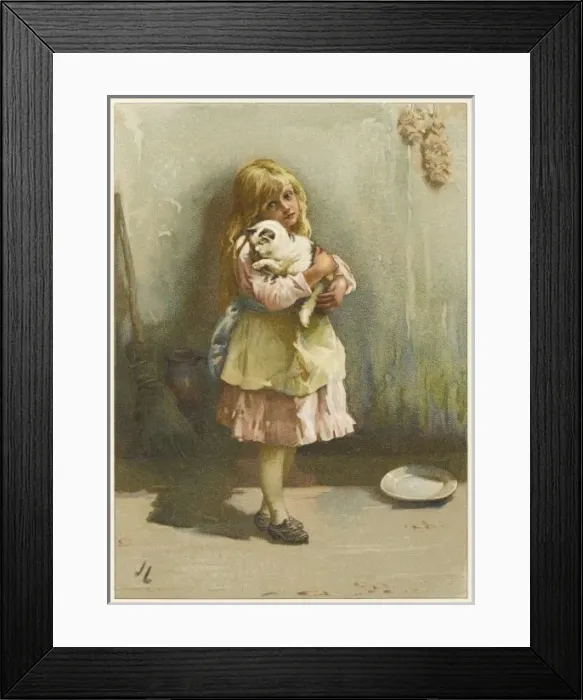 Framed Print : Girl with Cat / J Lawson Framed Print : Girl with Cat / J Lawson