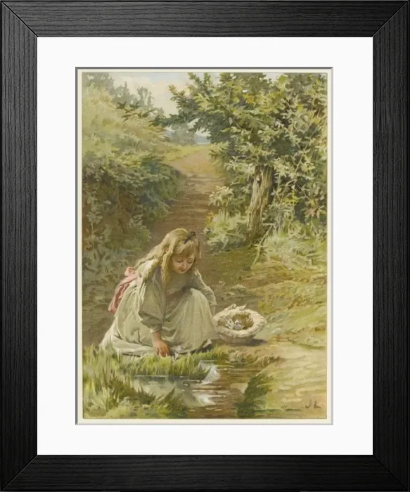Framed Print : Girl Picking Flowers Framed Print : Girl Picking Flowers